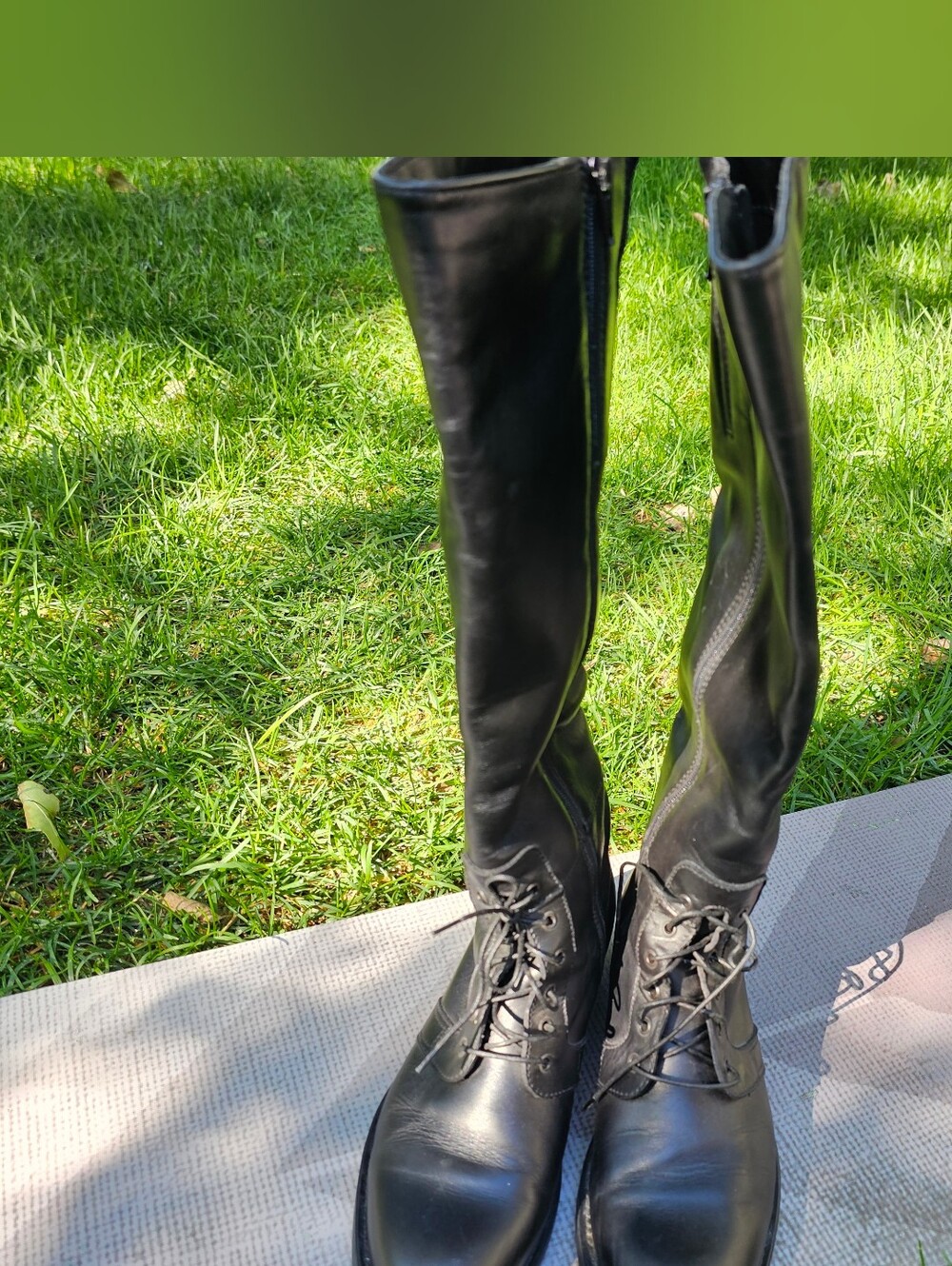 C La Canadienne Women's Tall Lace-Up Leather Boots - Black - 7.5